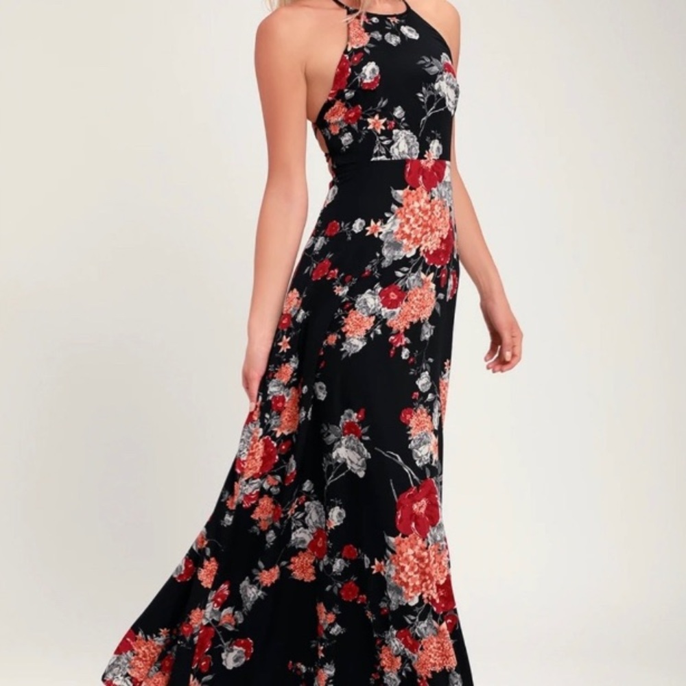 Lulu’s Adventure Seeker Black Maxi Dress XS